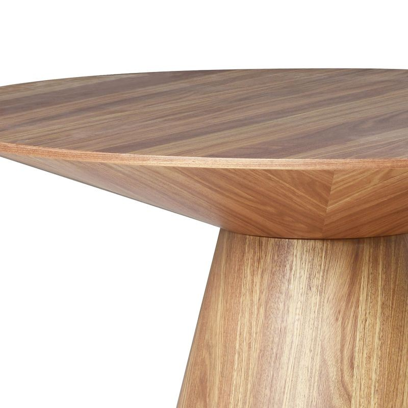 Leisuremod Fynix Collection Modern Dining Table in Natural Wood Closeup.