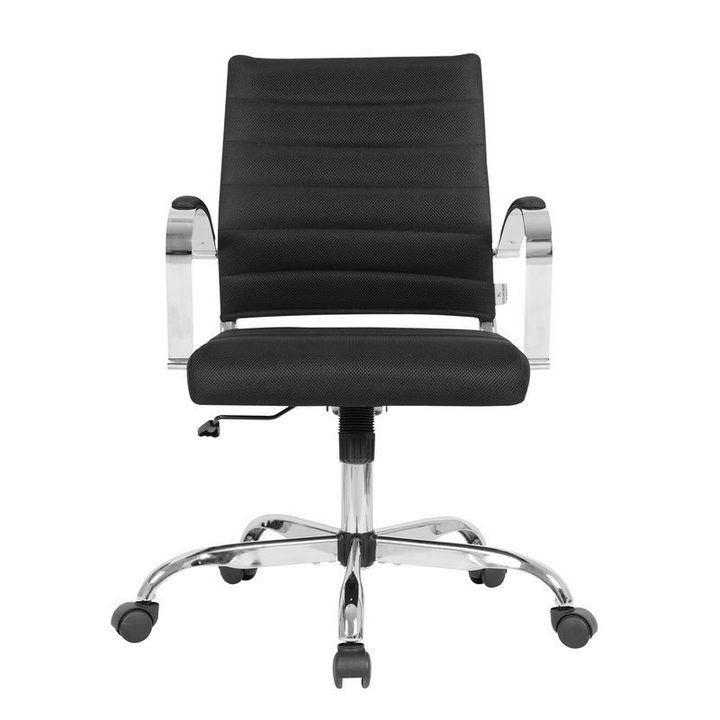 LeisureMod Benmar Home Mesh Office Chair in Black Front View.