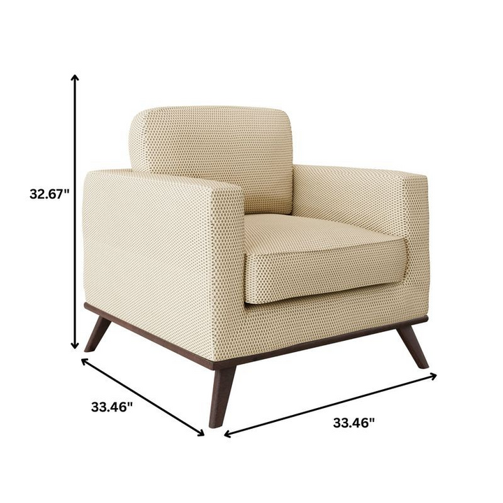 LeisureMod Chester Modern Faux Leather Accent Armchair in Beige Mesh Dimensions.