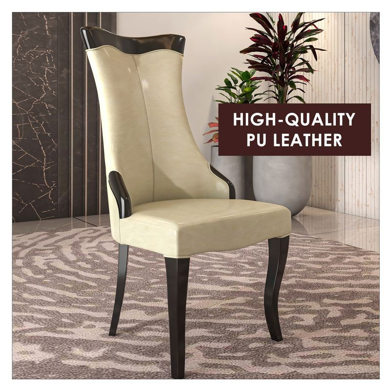LeisureMod Novara Collection Modern Wooden Dining Chair in Light Cream with Background.