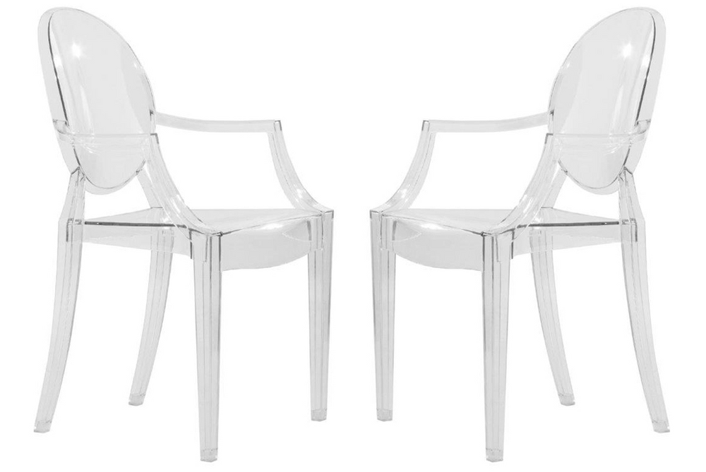 LeisureMod Carroll Modern Acrylic Dining Side Chair, Set of 2