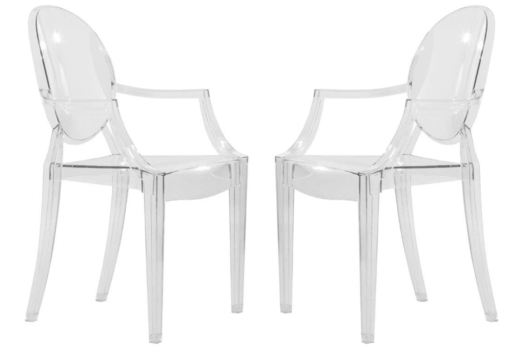 LeisureMod Carroll Modern Acrylic Dining Side Chair, Set of 2