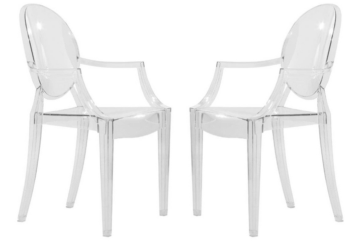 LeisureMod Carroll Modern Acrylic Dining Side Chair, Set of 2