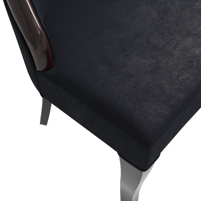 LeisureMod Novara Collection Modern Wooden Dining Chair in Black Velvet Closeup.