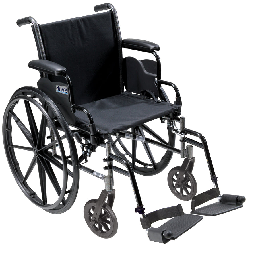 Cruiser III Light Weight Wheelchair with Flip Back Removable Arms, Desk Arms, Swing Away Footrests, 18" Seat