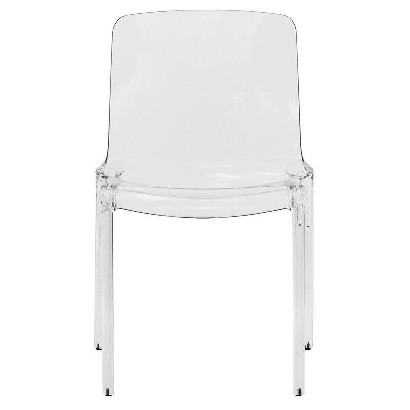 LeisureMod Murray Modern Dining Chair Clear Front View.