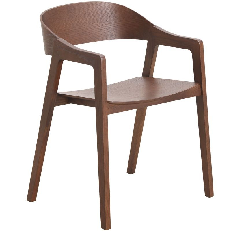 LeisureMod Rivo Collection Elegant Dining Chair in Dark Walnut Color Wood
