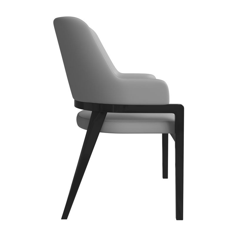Leisuremod Ethora Collection Modern Wooden Dining Chair in Grey Side View.