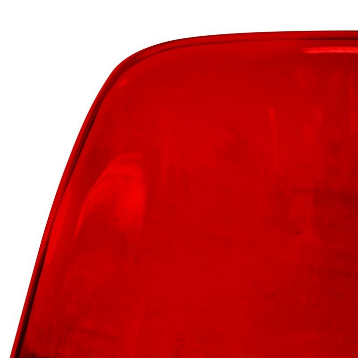 LeisureMod Dover Molded Side Chair with Acrylic Base Transparent Red Zoomed In.