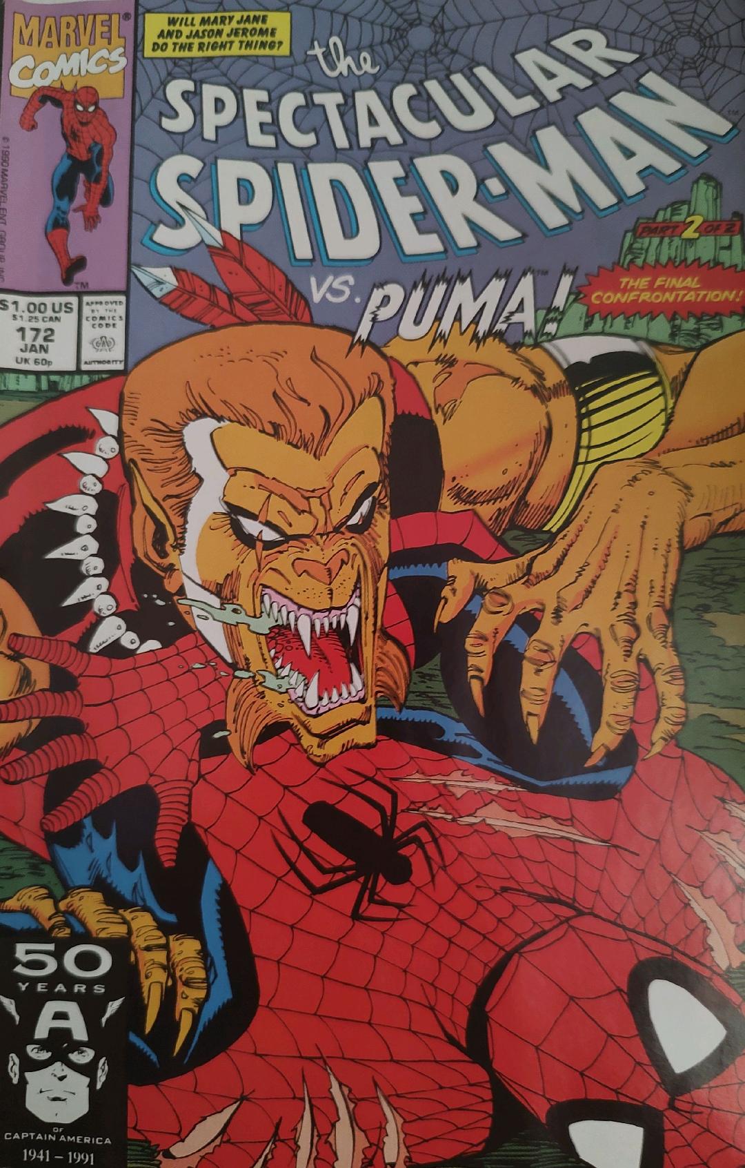 The Spectacular Spiderman #172 Comic Book Cover