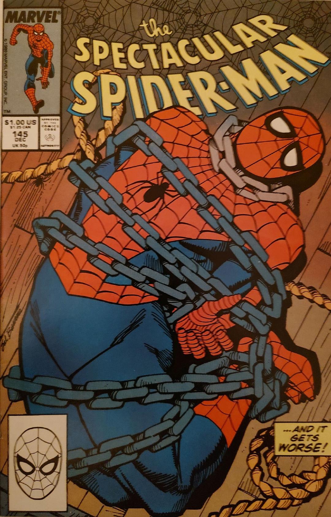 The Spectacular Spiderman #145 Comic Book Cover