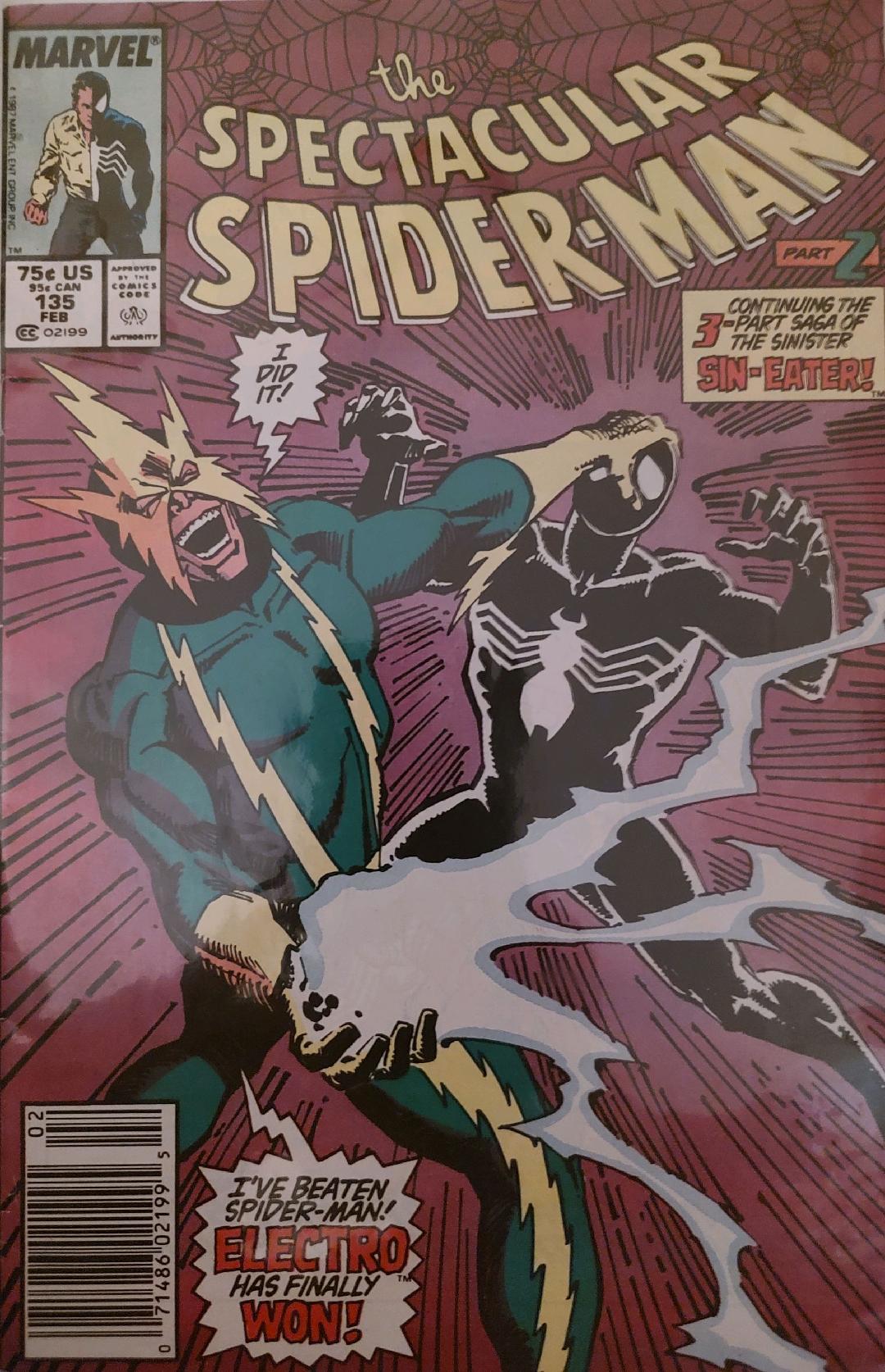 The Spectacular Spiderman #135 Comic Book Cover