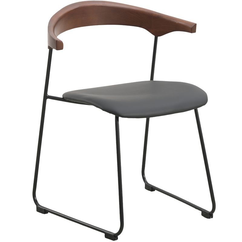 LeisureMod Lyra Collection Modern Chair in Black Walnut Color Back and Black Seat