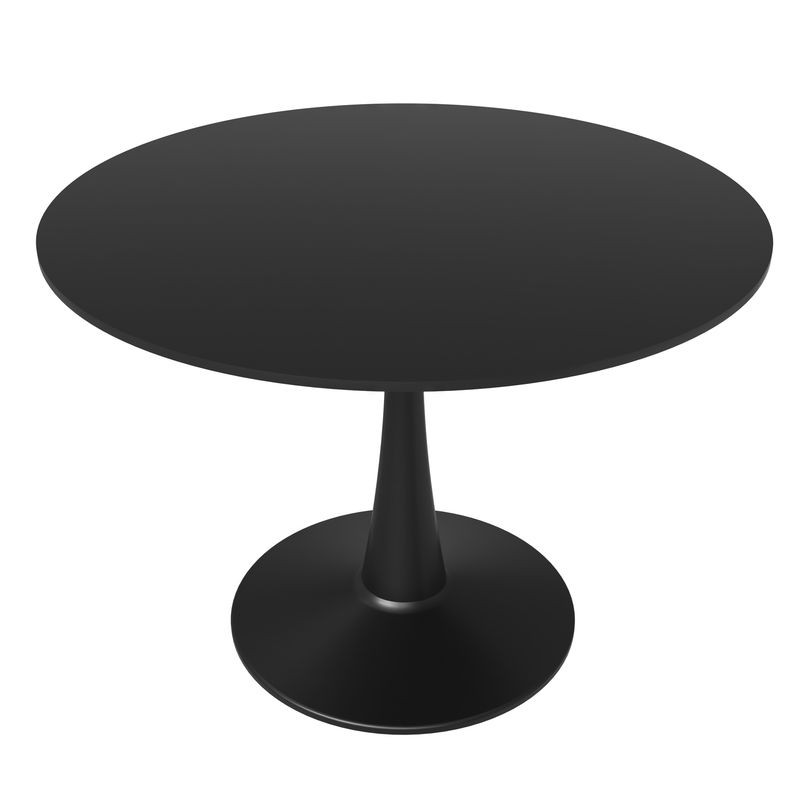 LeisureMod Bristol, 40" Round Dining Table in Black Base with Black Top