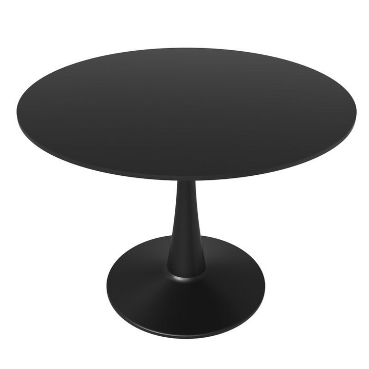LeisureMod Bristol, 40" Round Dining Table in Black Base with Black Top