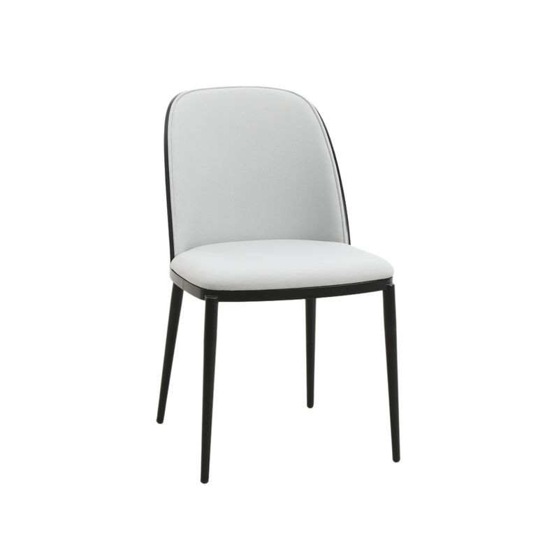 LeisureMod Tule Mid-Century Modern Dining Side Chair with Velvet Seat and Powder-Coated Steel Frame Black/Platinum Blue