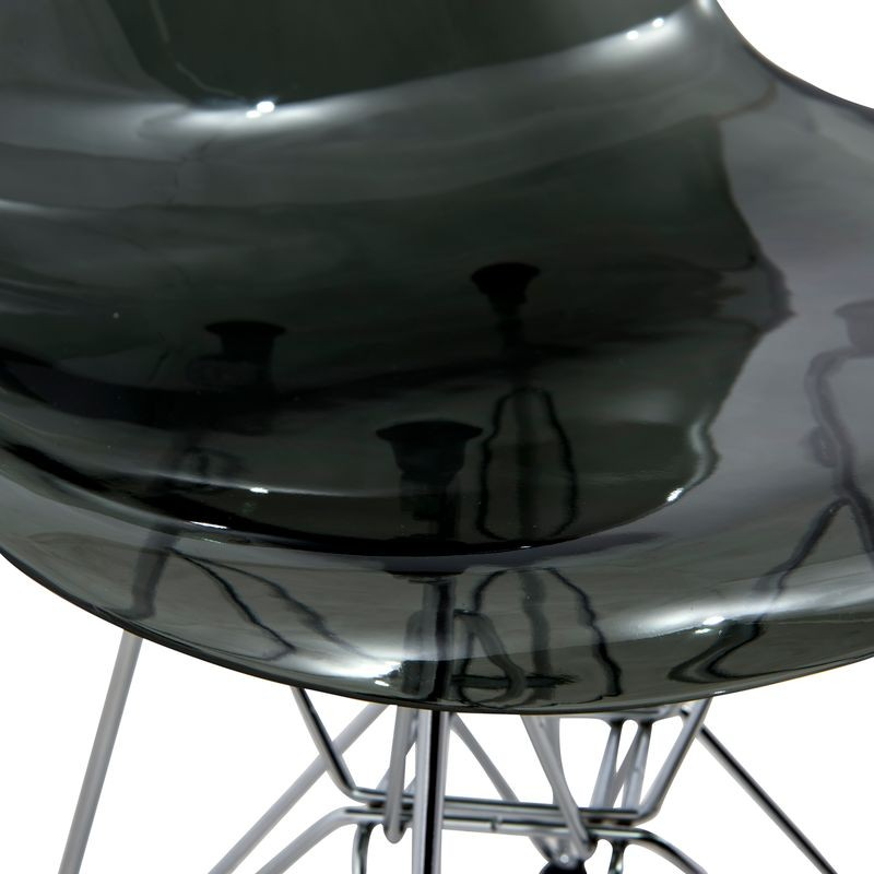 LeisureMod Cresco Molded Eiffel Side Chair Transparent Black Closeup.