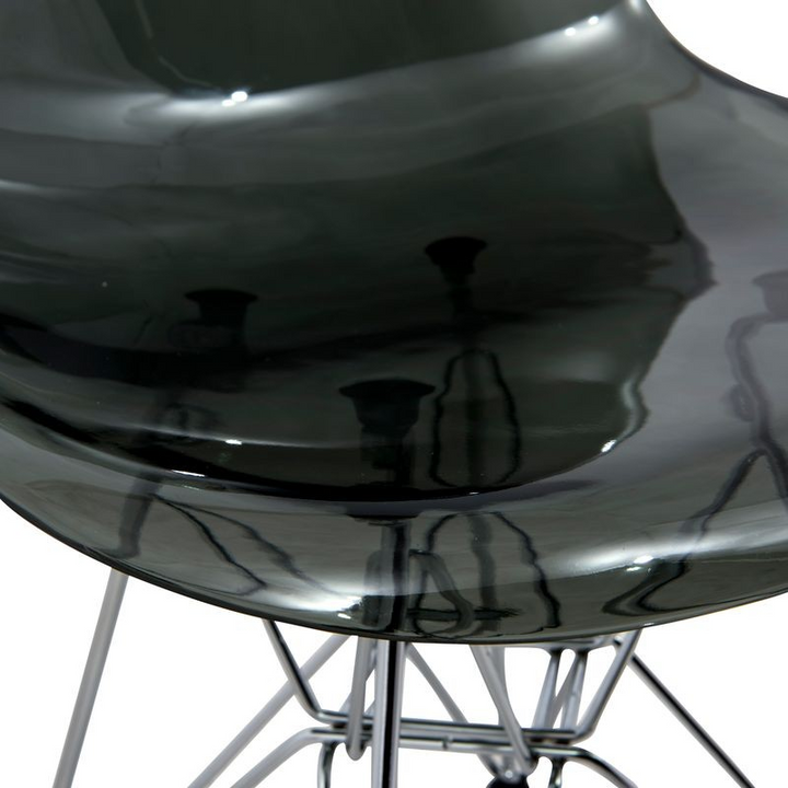 LeisureMod Cresco Molded Eiffel Side Chair Transparent Black Closeup.