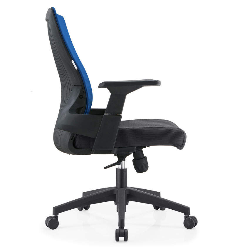 LeisureMod Office Brio Series Office Task Chair in Blue Side View.