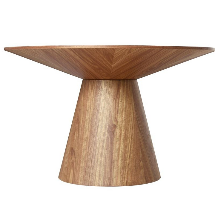 Leisuremod Fynix Collection Modern Dining Table in Natural Wood Side View.