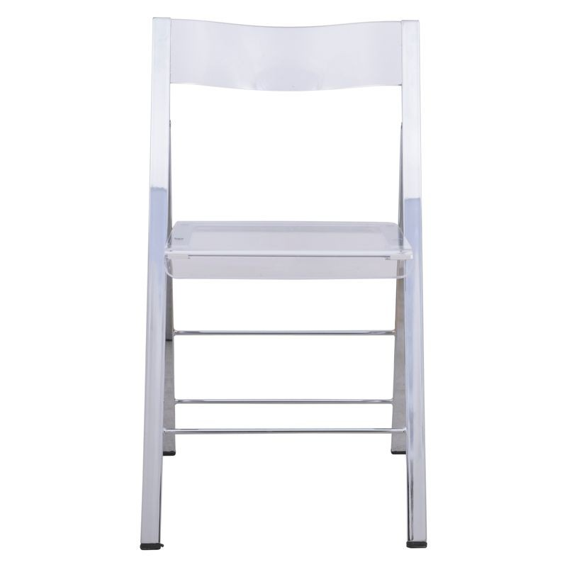 LeisureMod Menno Modern Acrylic Folding Chair Front View.