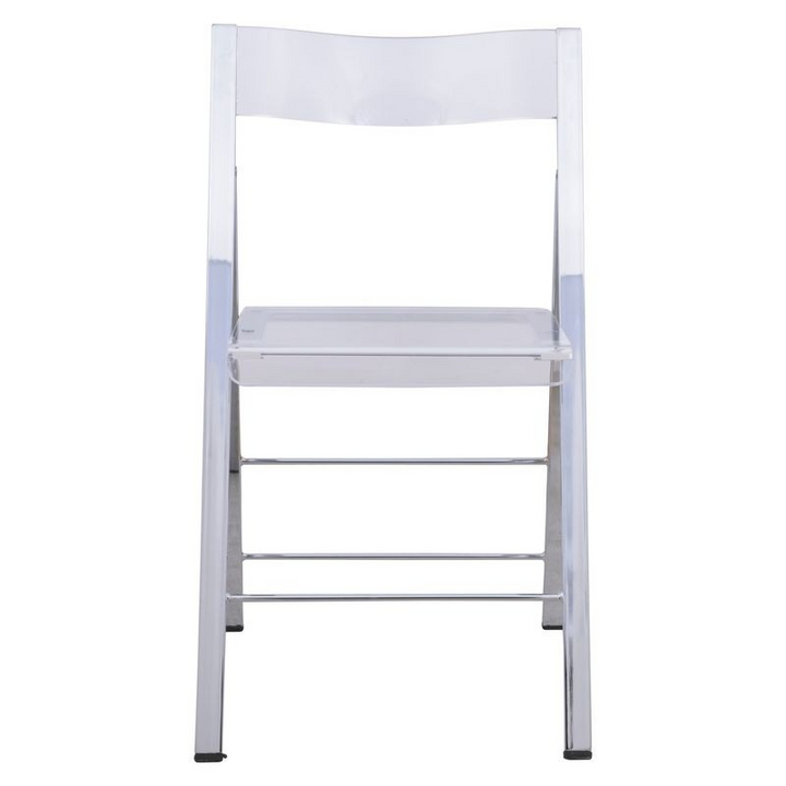 LeisureMod Menno Modern Acrylic Folding Chair Front View.