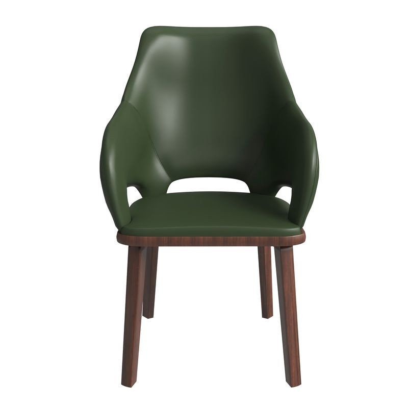 LeisureMod Vivara Collection Modern Dining Chair in Dark Green Front View.