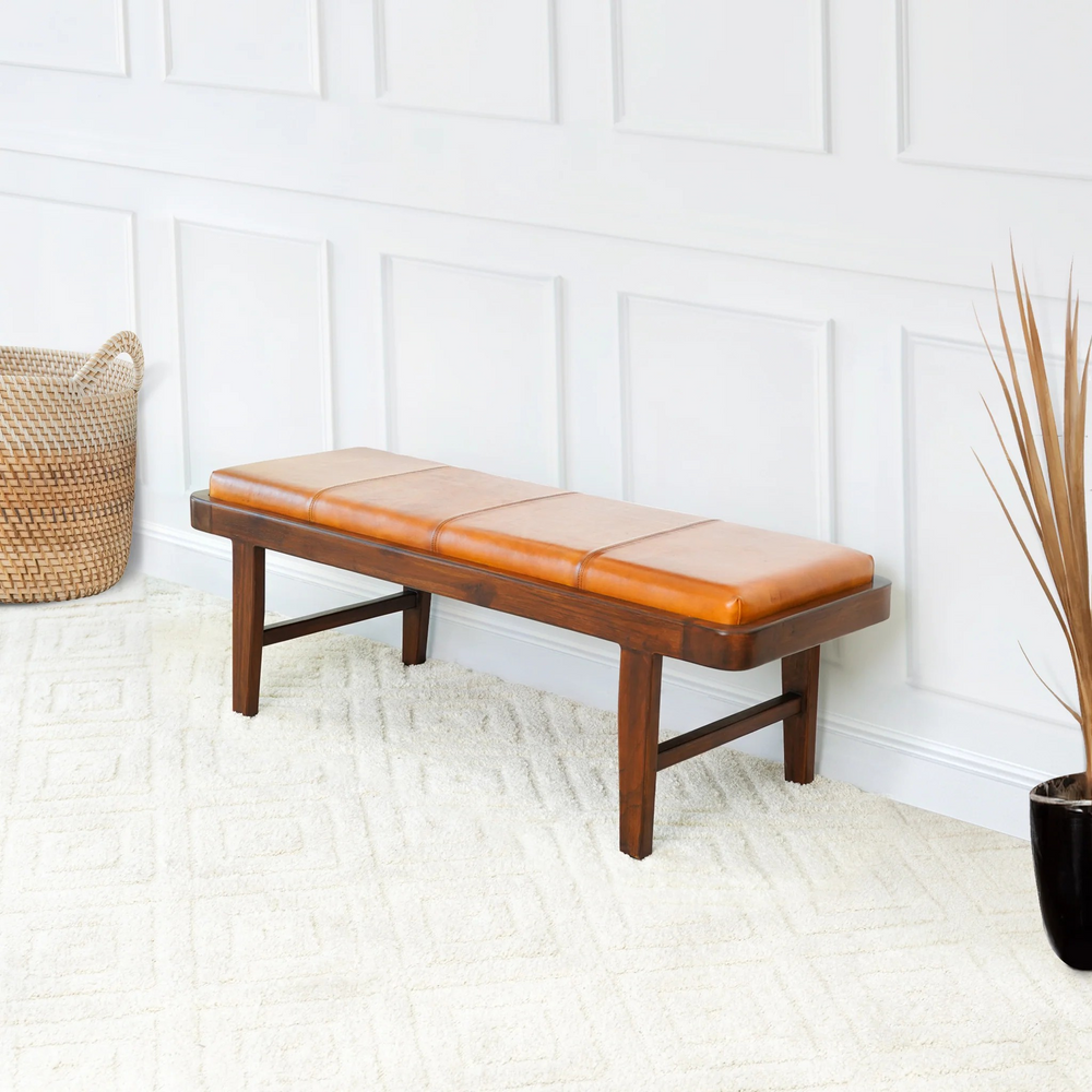 Maddox Bench (Tan Leather) Photo.