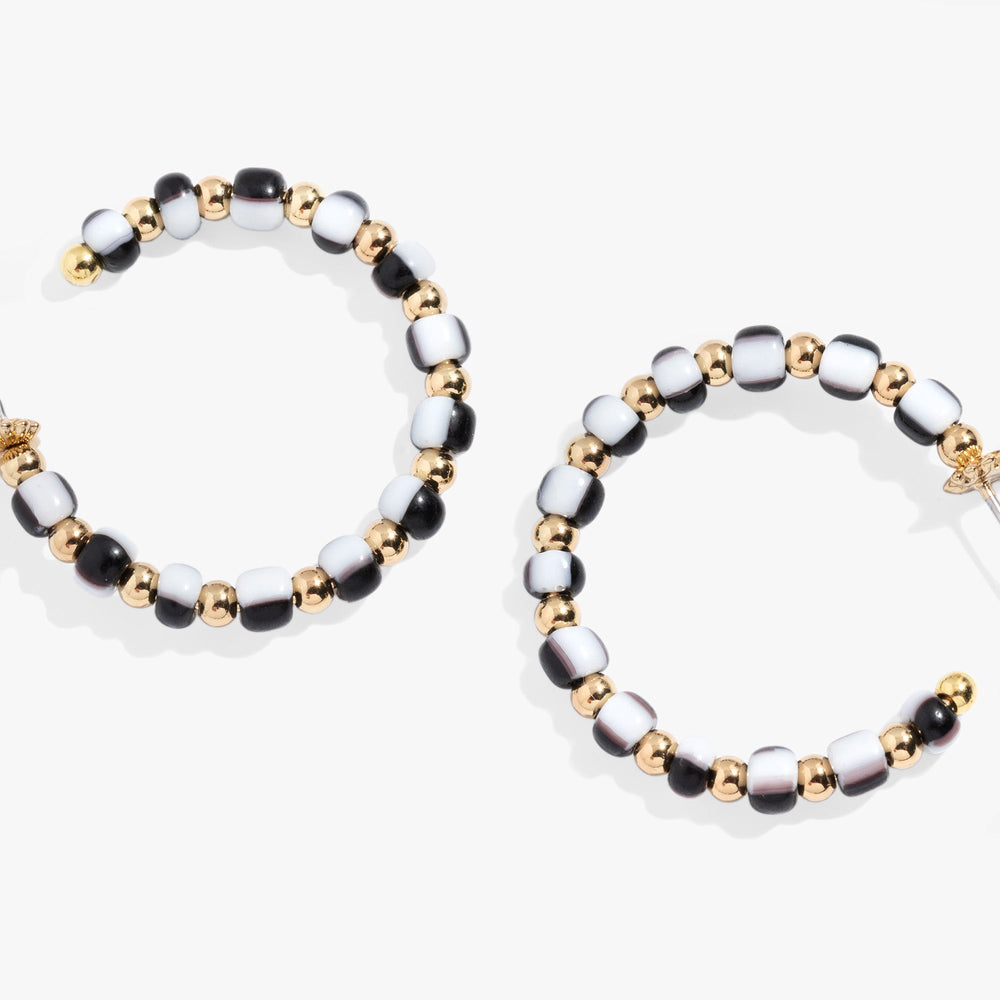 Toile Beaded Hoop Earrings