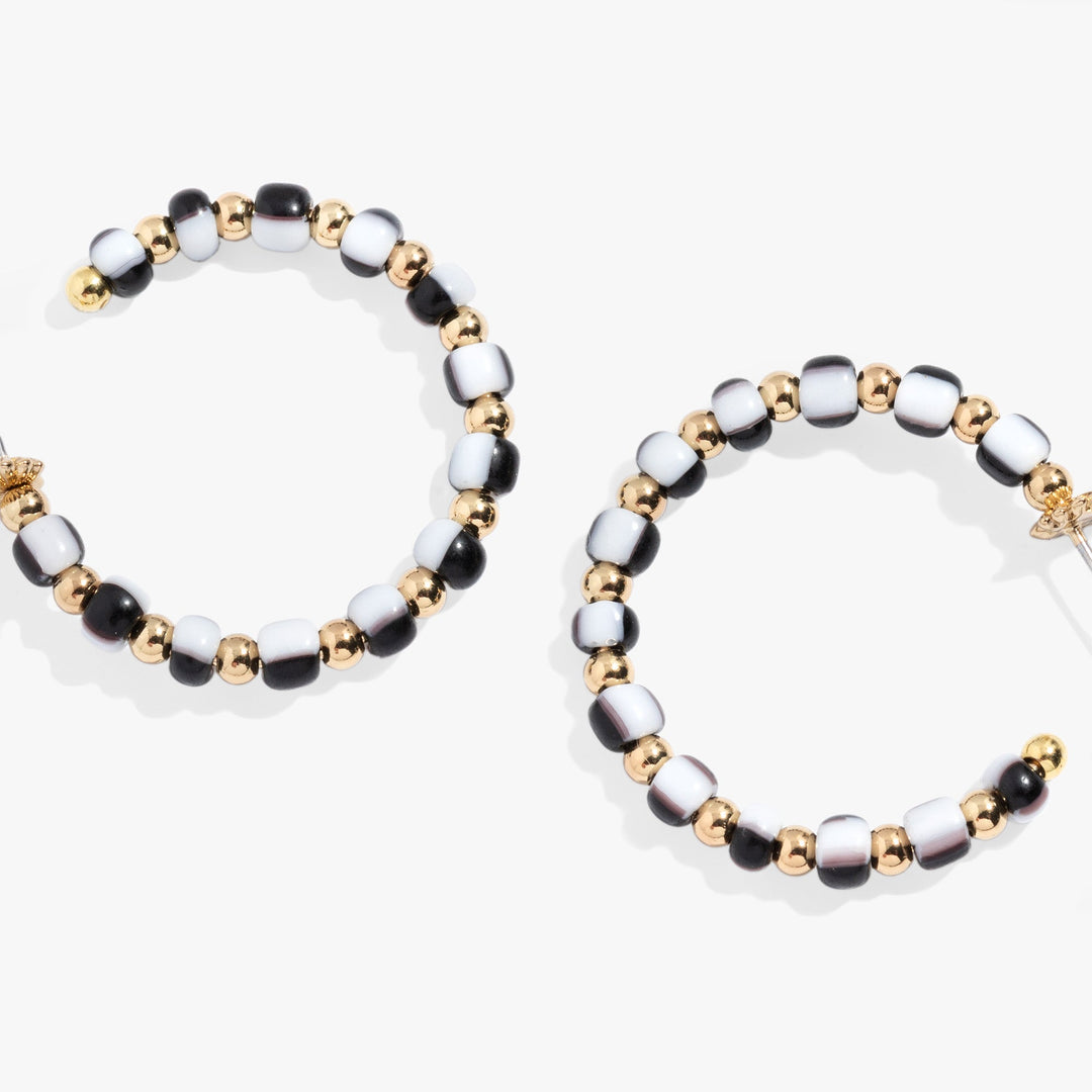 Toile Beaded Hoop Earrings