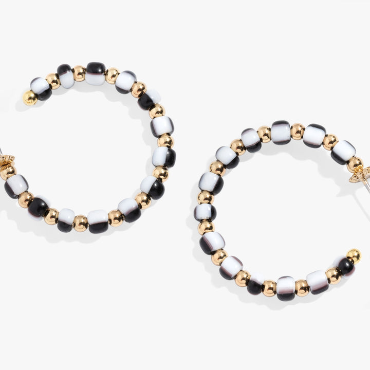 Toile Beaded Hoop Earrings