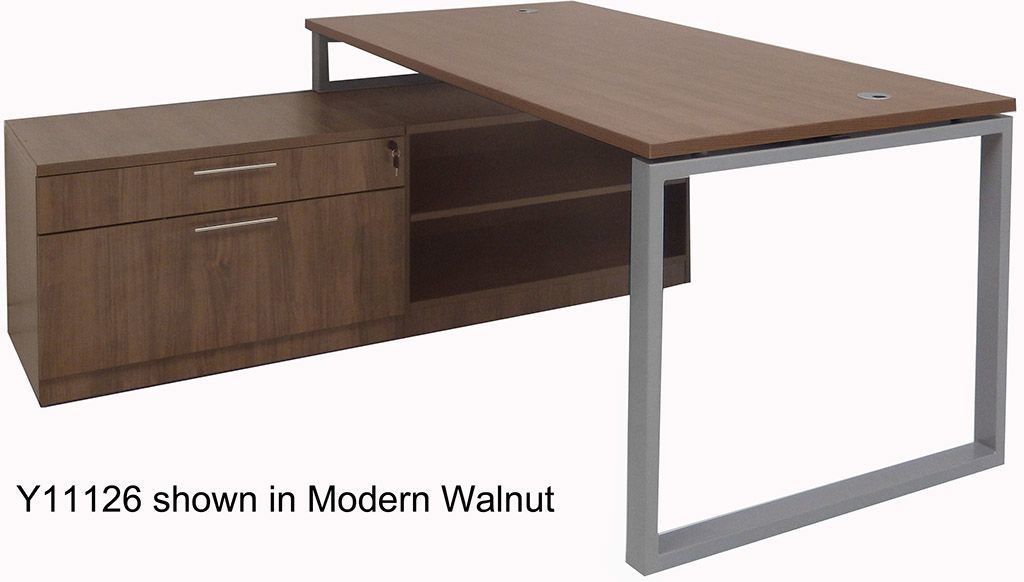 TrendSpaces Layered L-Desk Modern Walnut