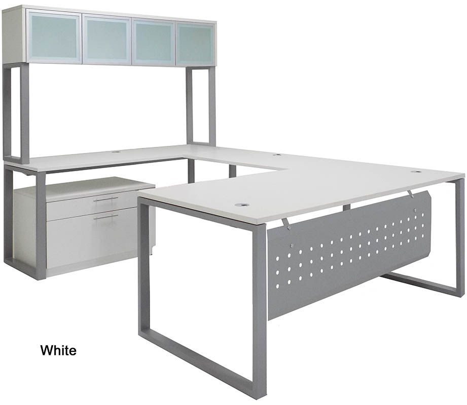 TrendSpaces U-Shaped Workstation w/Hutch White