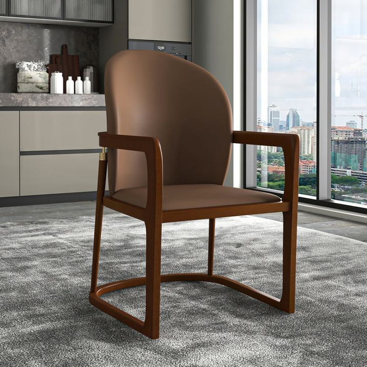 LeisureMod Svelta Elegant Wooden Dining Chair in Brown