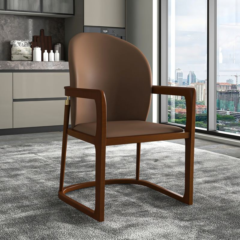 LeisureMod Svelta Elegant Wooden Dining Chair in Brown