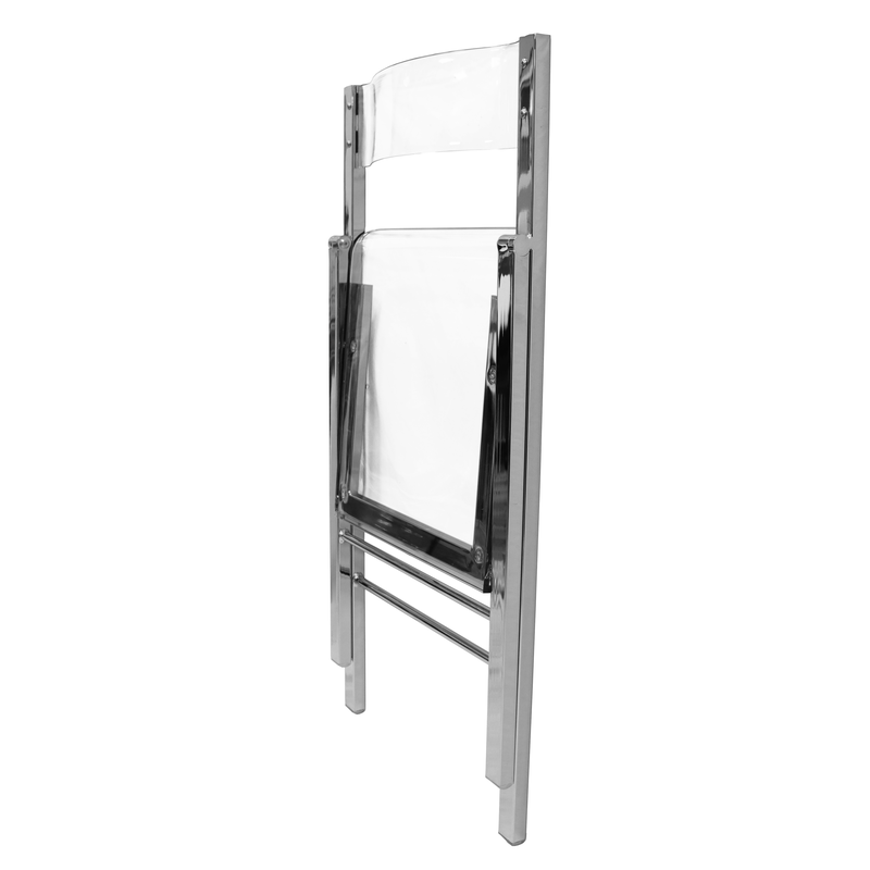 LeisureMod Menno Modern Acrylic Folding Chair Folded.