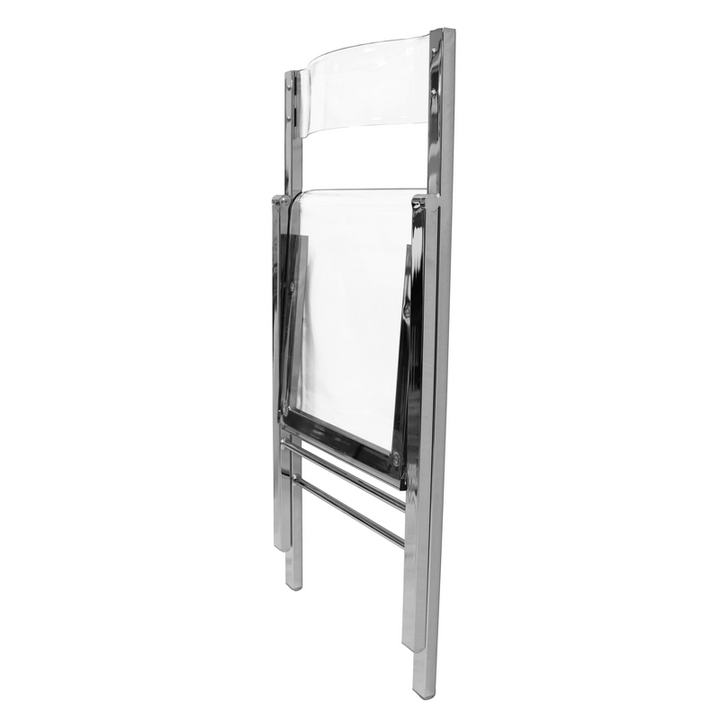LeisureMod Menno Modern Acrylic Folding Chair Folded.