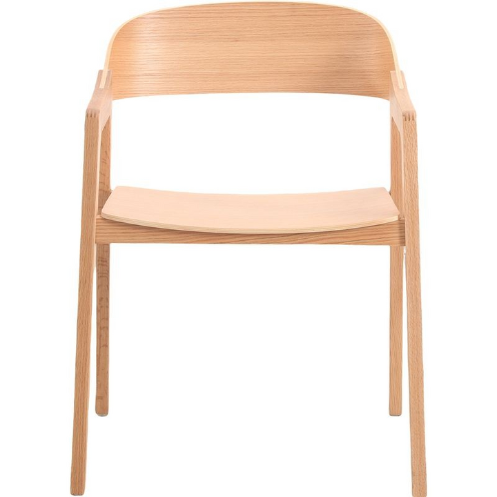 LeisureMod Rivo Collection Elegant Dining Chair in Natural Wood Front Chair.