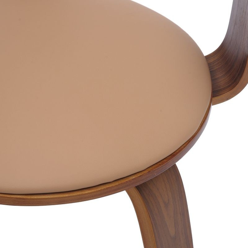 Modern Wooden Dining Chair with Walnut Color Frame in Brown in the Brivo Collection Closeup.