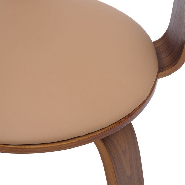 Modern Wooden Dining Chair with Walnut Color Frame in Brown in the Brivo Collection Closeup.