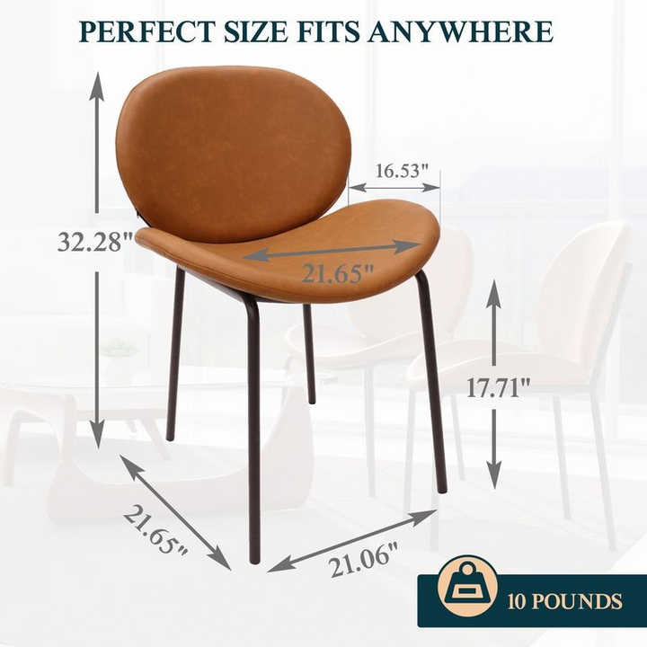 Brown chair with dimensions labeled on a white background.