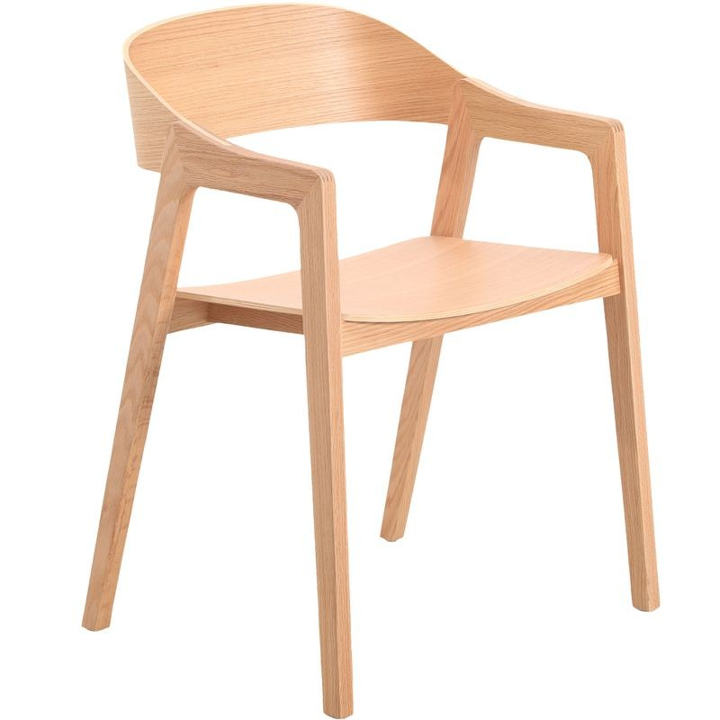 LeisureMod Rivo Collection Elegant Dining Chair in Natural Wood