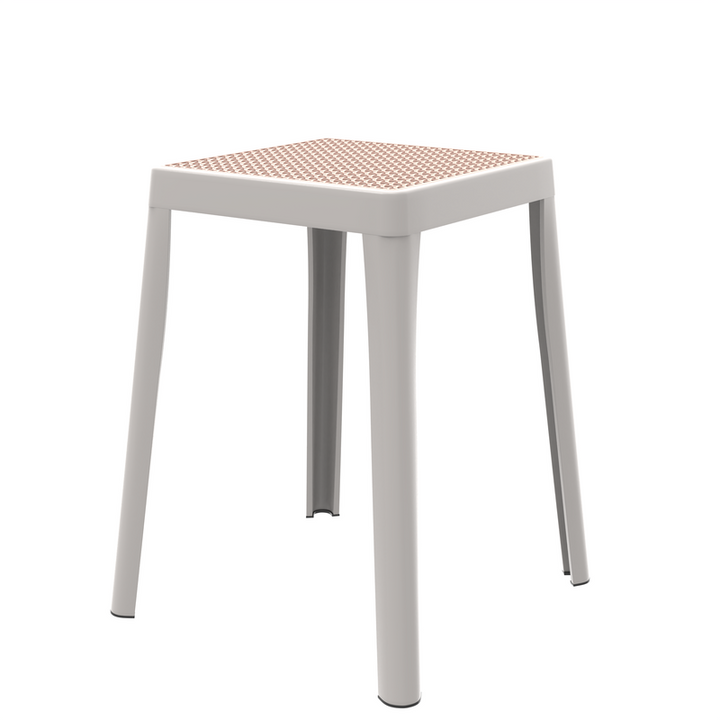 LeisureMod Tresse Series Stackable Poly Stool with Wicker Top in White
