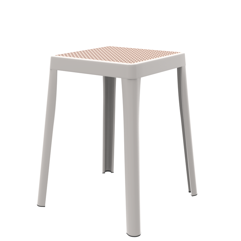LeisureMod Tresse Series Stackable Poly Stool with Wicker Top in White