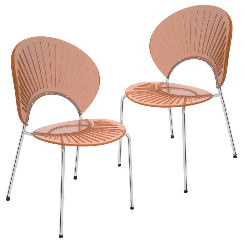 LeisureMod Opulent Series Modern Amber Dining Chair Set of 2