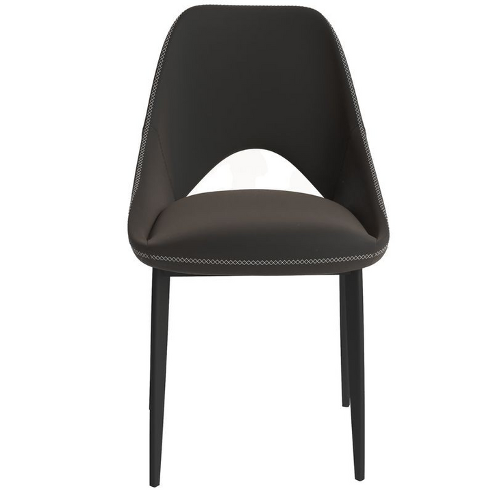 LeisureMod Amalfi Collection Fabric Modern Dining Chair in Charcoal Front View.