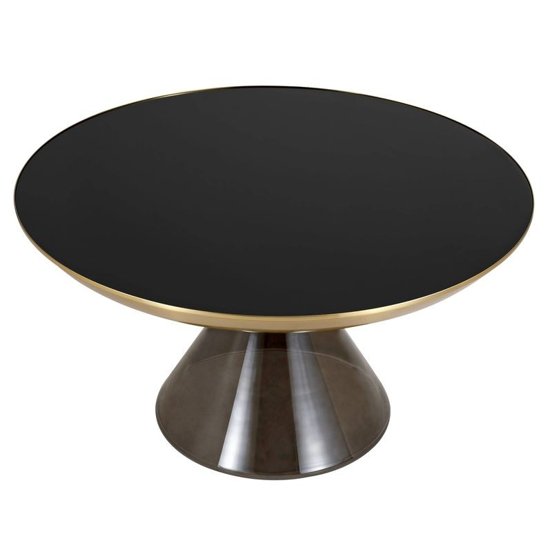 Leisuremod Hyalus Collection Glass Coffee Table in Smoke Photo.
