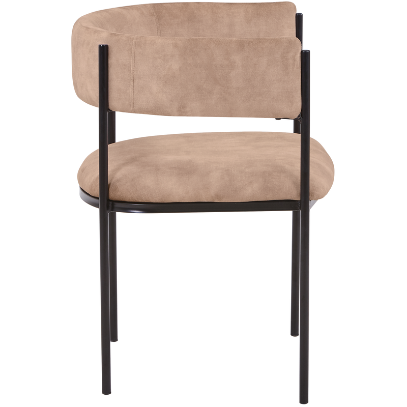LeisureMod Cyril Collection Modern Chair in Light Brown Velvet Side View.