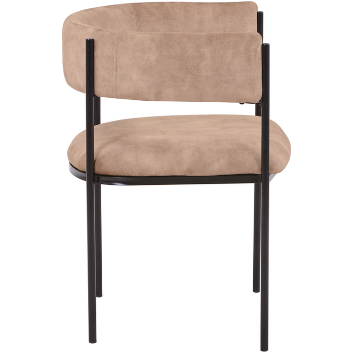 LeisureMod Cyril Collection Modern Chair in Light Brown Velvet Side View.