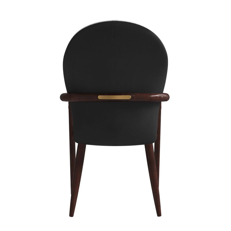 LeisureMod Opaline Series Elegant Wooden Dining Chair in Black Velvet and White Back Photo.